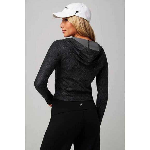 New Fabletics Oasis Cropped Hoodie Tonal Snakeskin Women's size M - Picture 2 of 8